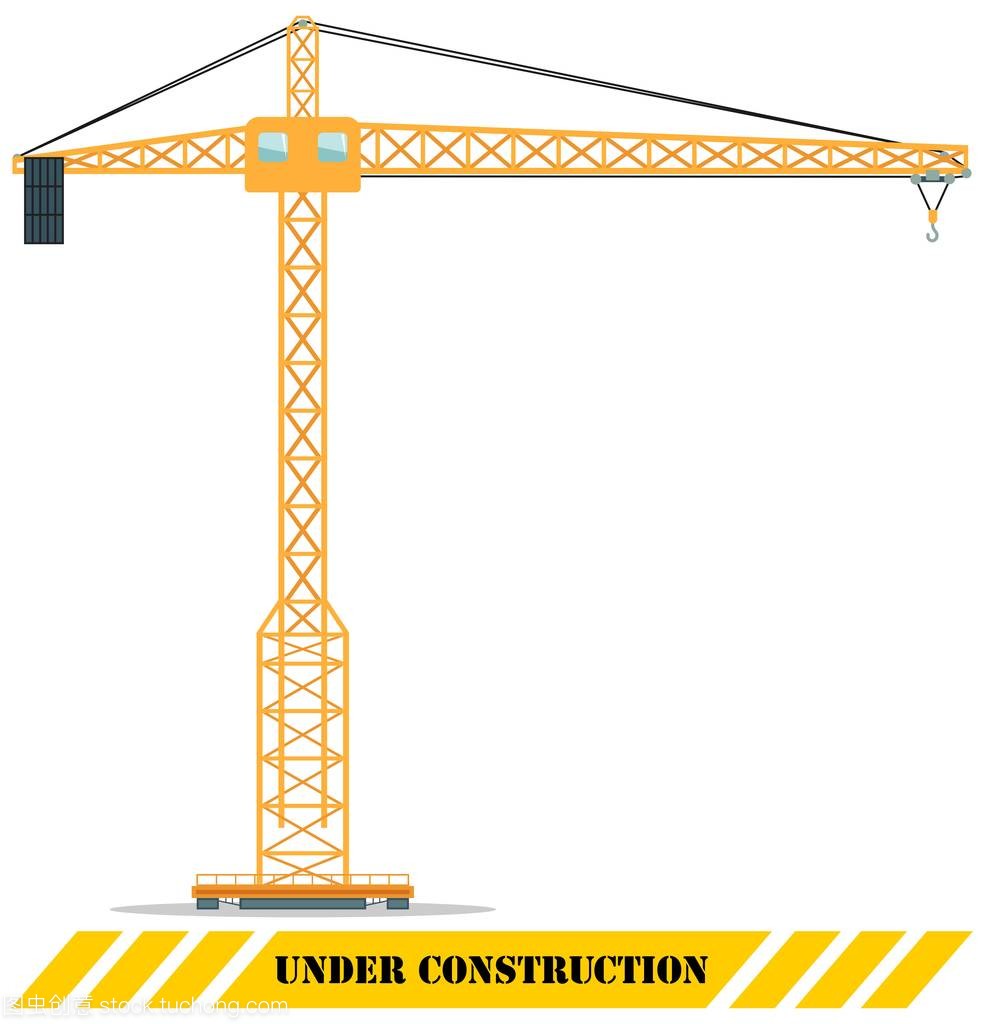 建筑塔式起重機。重型建筑機械。矢量插圖